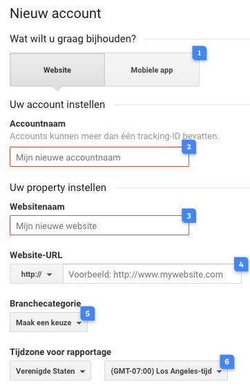 Google Analtytics nieuw account