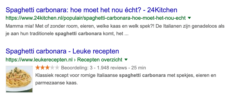 Rich Snippet voorbeeld